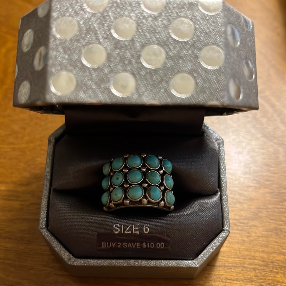 Vintage Sterling Silver 925 Navajo Zuni Turquoise Snake Eye Ring Size 6